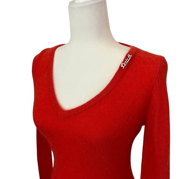 Datch Italian Angora Wool Sweater Orange Red Y2K - Picture 2 of 7